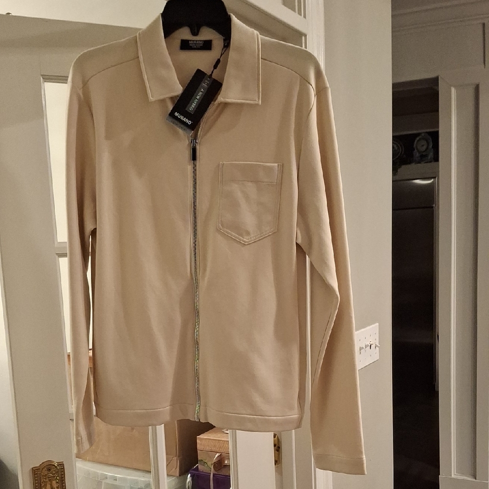 Murano Beige Zip-Up Shirt Jacket